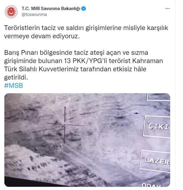 MSB: 13 PKK/YPGli terörist etkisiz hale getirildi