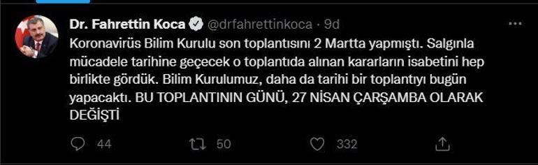 Bakan Koca: Bilim Kurulu toplantısı 27 Nisana ertelendi