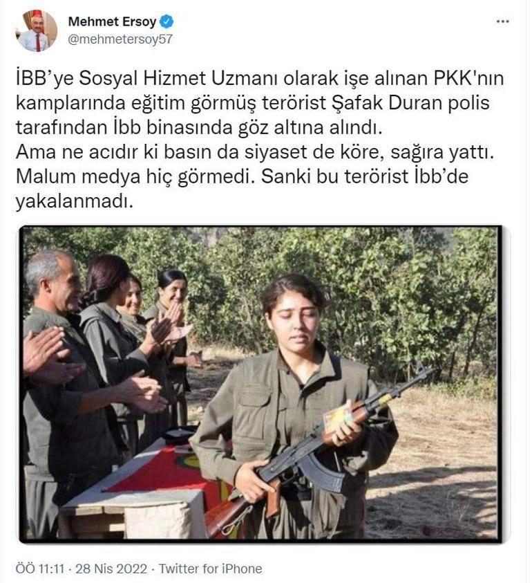 Bakan Yardımcısı Ersoy: Sanki bu terörist İBBde yakalanmadı