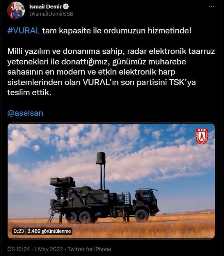 VURALın son partisi TSKya teslim edildi