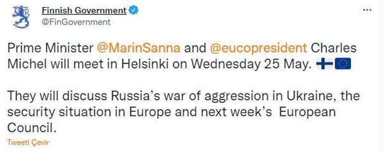 Finlandiya Başbakanı ve Avrupa Konseyi Başkanı Helsinki’de bir araya gelecek
