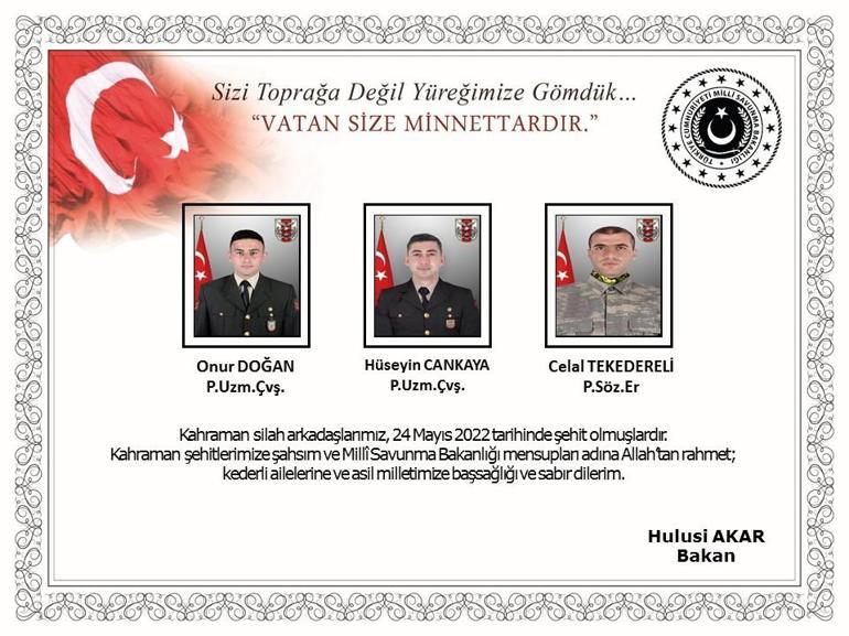 MSB: Pençe-Kilit bölgesinde 5 asker şehit oldu