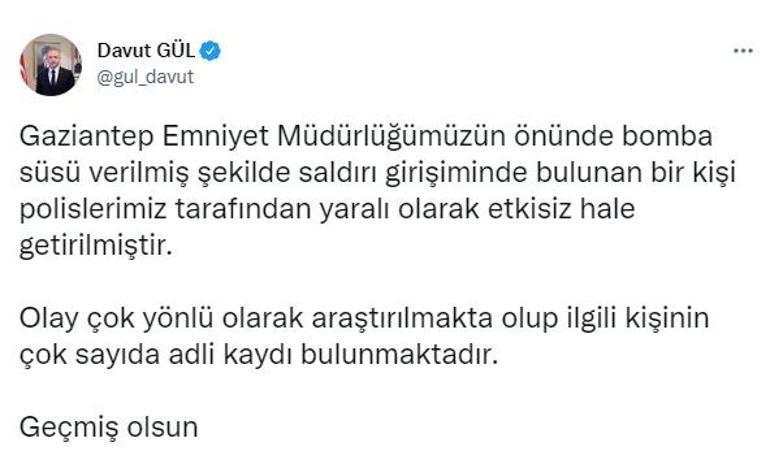 Gaziantepte, emniyet binası önünde canlı bomba şüphelisi etkisiz hale getirildi