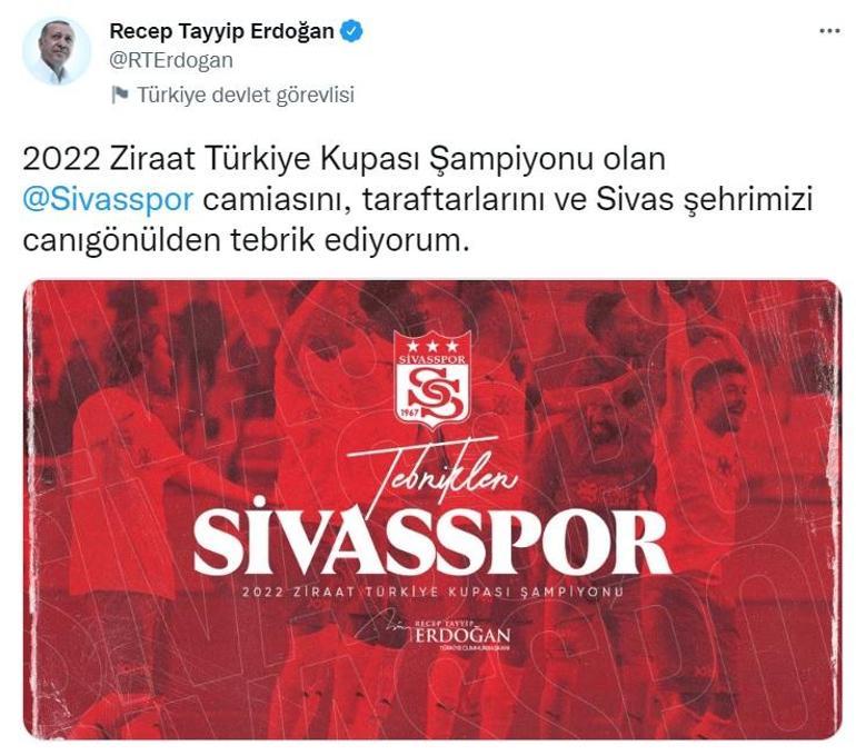 Cumhurbaşkanı Erdoğandan Sivasspora tebrik