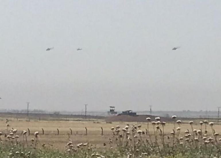 Suriye hattında yoğun helikopter hareketliliği Nusaybinden görüntülendi