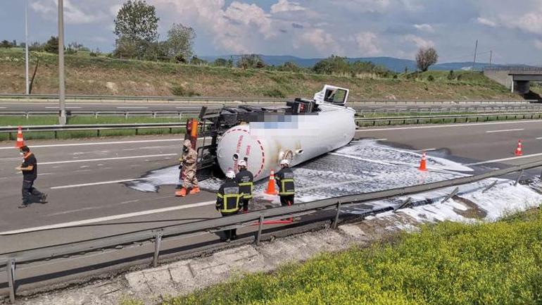 LPG yüklü tanker devrilmişti; yol ulaşıma açıldı