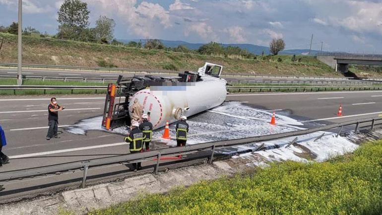 LPG yüklü tanker devrilmişti; yol ulaşıma açıldı