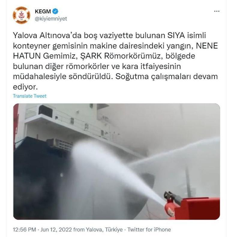 Tersanede Liberya bayraklı gemide çıkan yangın söndürüldü