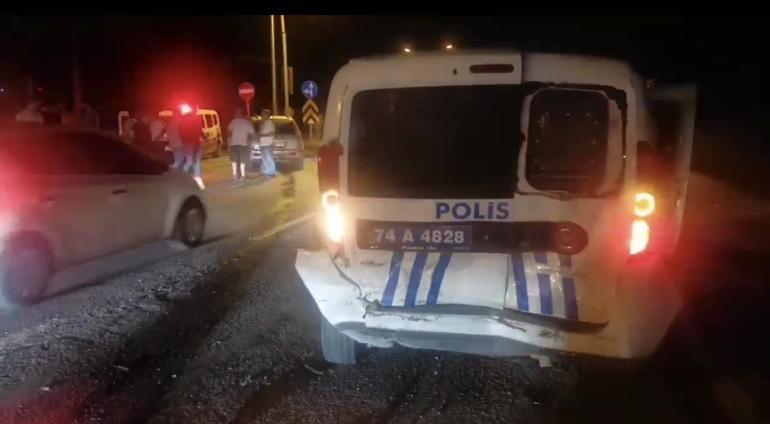 Bartında ekip otosuna çarpan alkollü sürücü ile 1 polis yaralandı