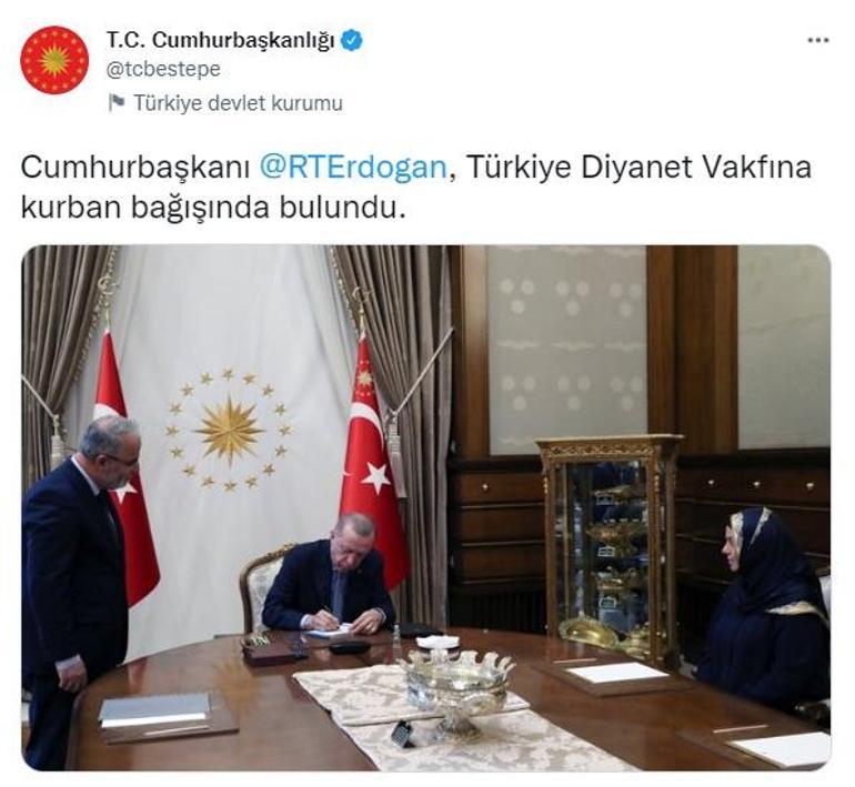 Erdoğandan Diyanet Vakfına kurban bağışı