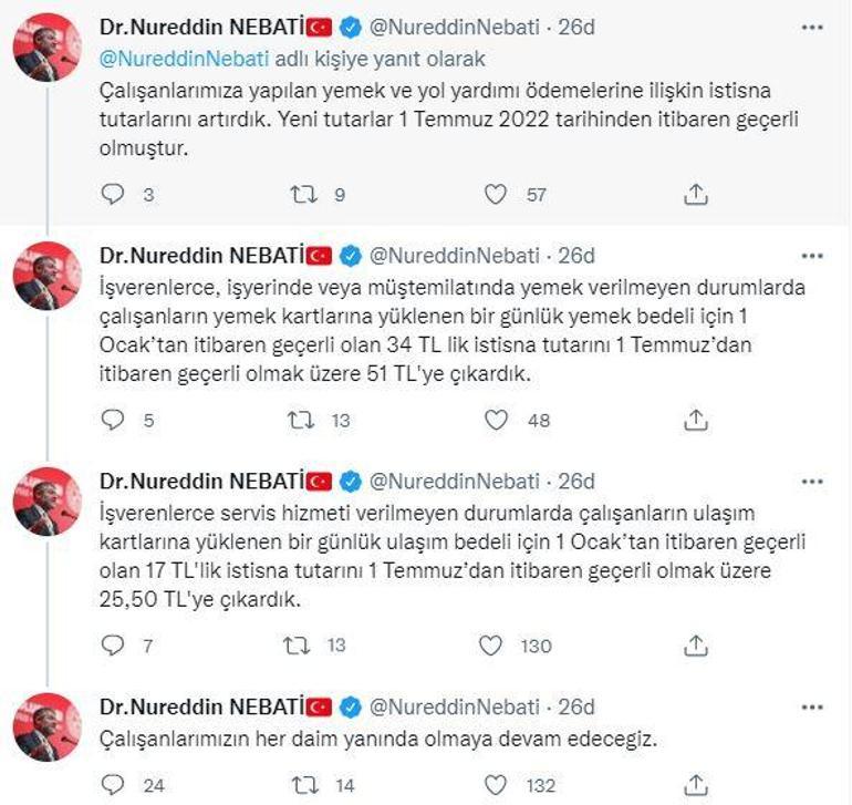 Bakan Nebati: Yemek kartlarına yüklenen günlük bedel 51 TLye çıkarıldı