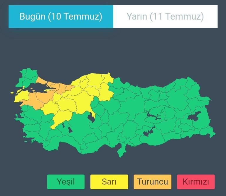 AFADdan İstanbul ve Ankaranın da bulunduğu 21 il için kuvvetli yağış uyarısı