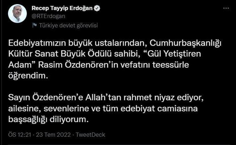 Yazar Rasim Özdenören hayatını kaybetti