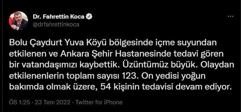 Boluda zehirlenme vakalarının yaşandığı köyde 1 kişi öldü