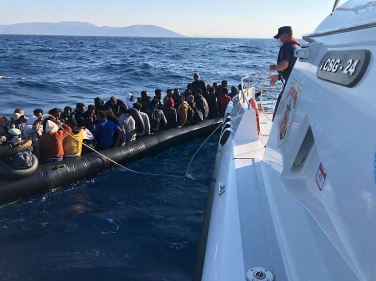 İzmirde 138 kaçak göçmen kurtarıldı, 45 kaçak göçmen yakalandı