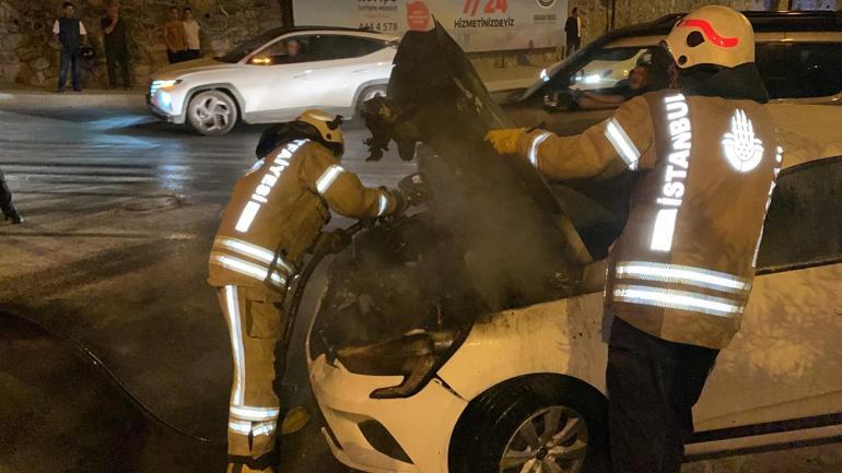 Kartalda kiralık otomobil yandı, yangın söndürme tüpü olmadığı iddiası