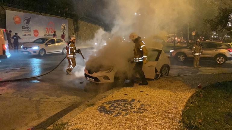 Kartalda kiralık otomobil yandı, yangın söndürme tüpü olmadığı iddiası