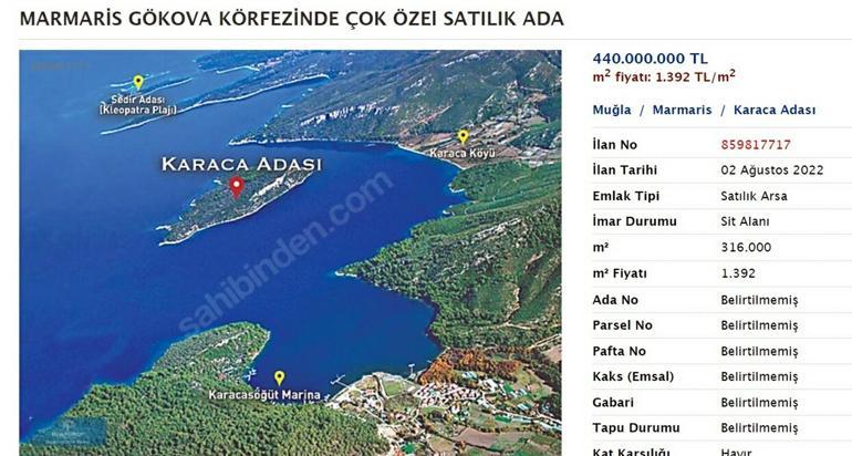 Gökova Körfezindeki satılık adanın fiyatı arttı