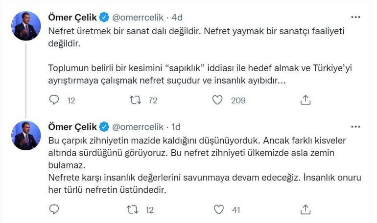 AK Partili Çelikten Gülşene tepki: Nefret suçu ve insanlık ayıbı