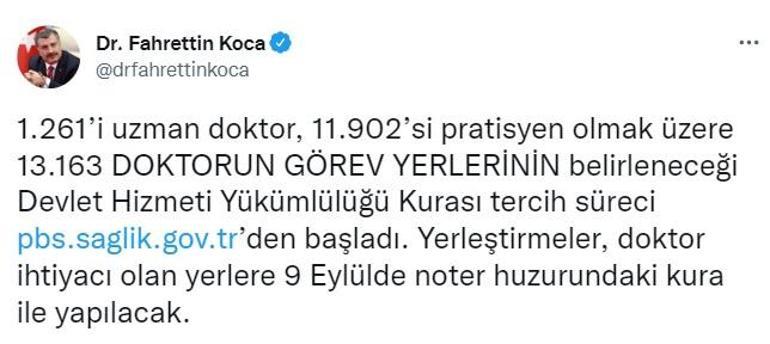 13 bin 163 doktorun DHY tercih süreci başladı