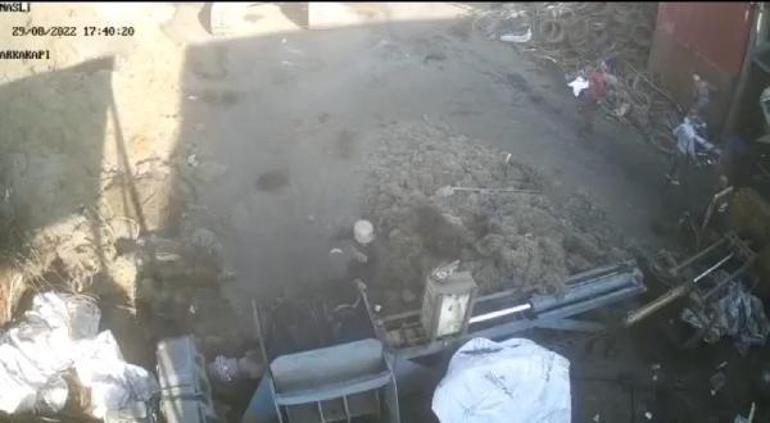 Tel sarma makinesine kapılan işçinin öldüğü anların görüntüleri ortaya çıktı