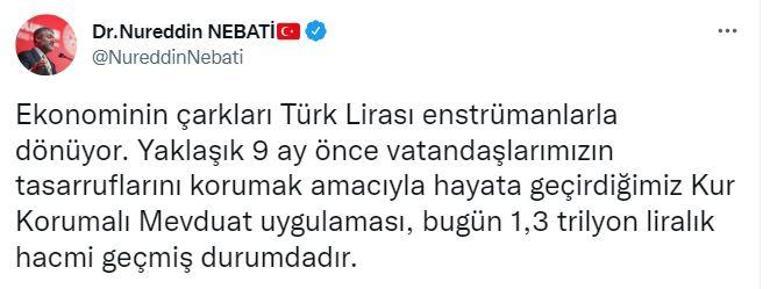 Bakan Nebati: Kur korumalı mevduat uygulaması, 1,3 trilyon liralık hacmi geçti