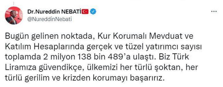 Bakan Nebati: Kur korumalı mevduat uygulaması, 1,3 trilyon liralık hacmi geçti