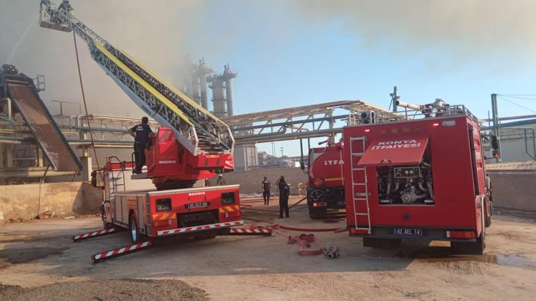 Konyada, şeker fabrikasında çıkan yangın, büyümeden söndürüldü