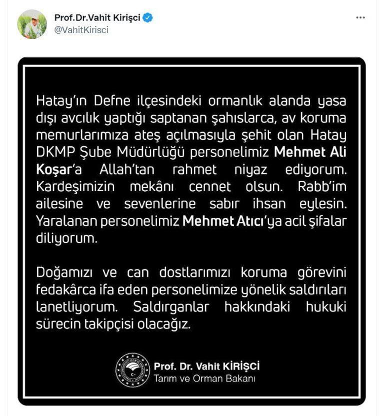 Bakan Kirişciden av koruma memuruna yönelik saldırıya tepki