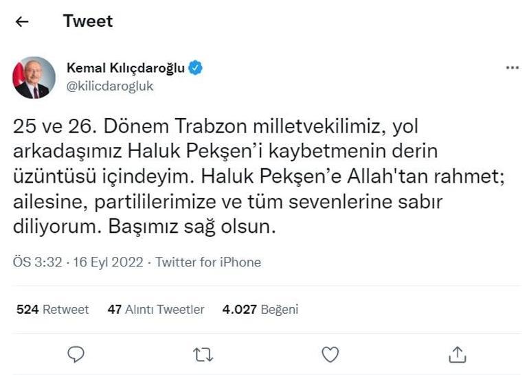 CHPli Haluk Pekşen, hayatını kaybetti