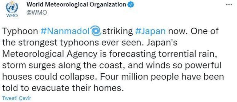 Japonya’yı Nanmadol tayfunu vuruyor