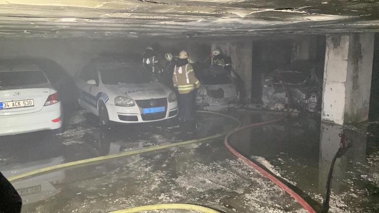 Ümraniye’de kapalı otoparkta bulunan 6 araç yandı