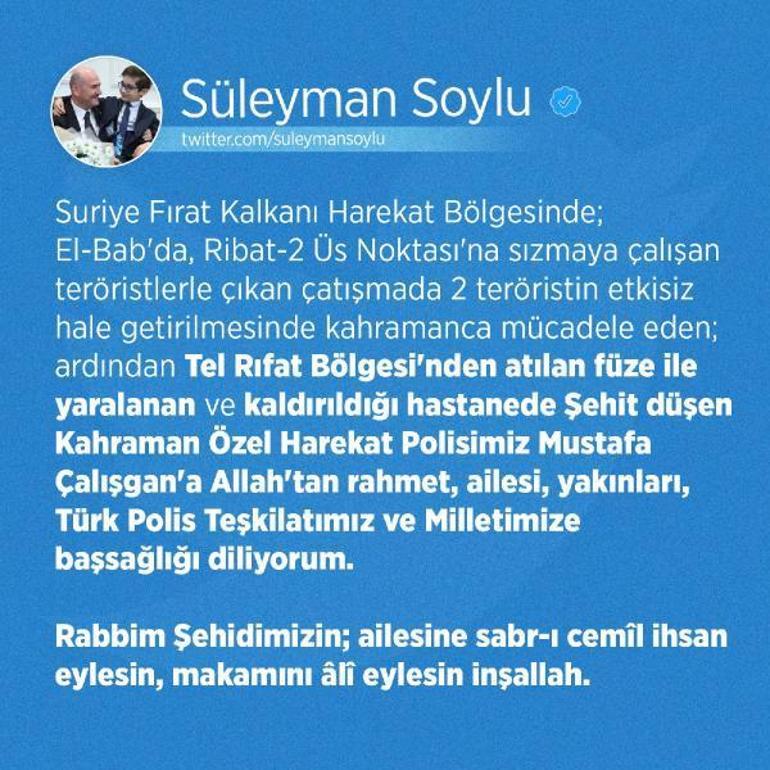 İçişleri: 2 terörist etkisiz hale getirildi; 1 polis şehit oldu
