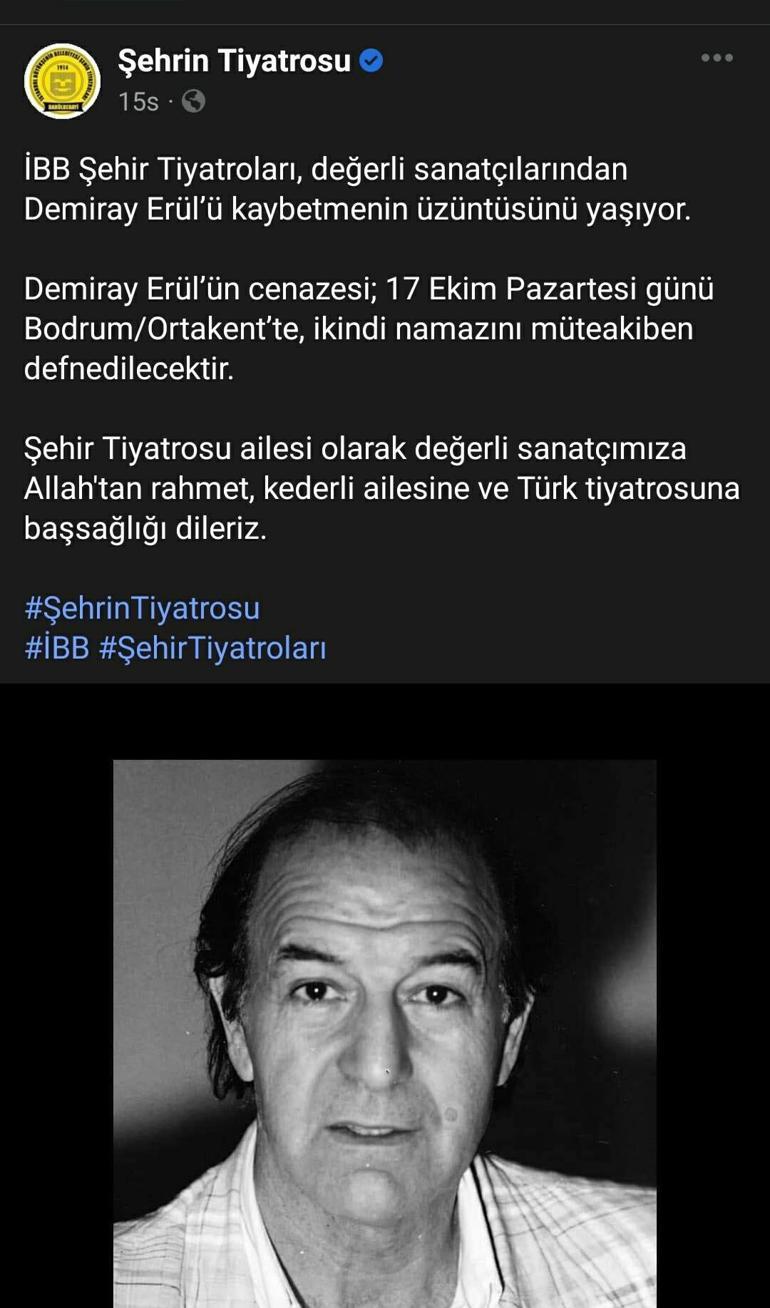 Oyuncu Demiray Erül, hayatını kaybetti