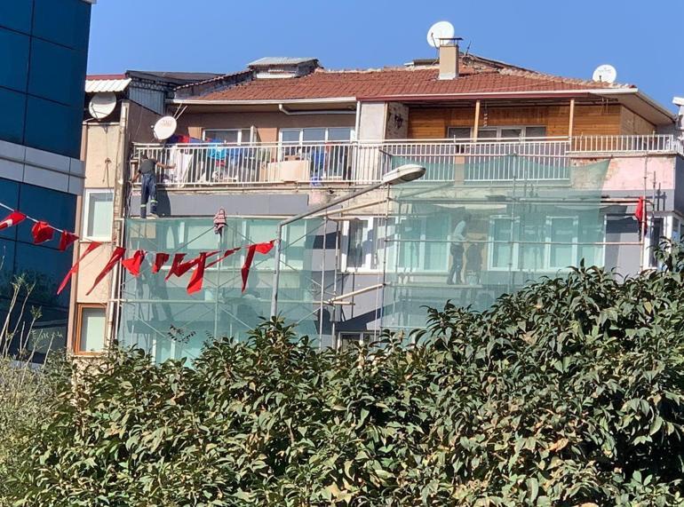 6 katlı binada tehlikeli çalışma