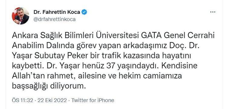 Ankarada otomobil çarpan doçent, hayatını kaybetti