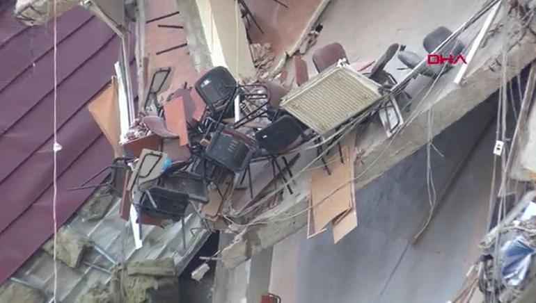 Küçükçekmecede Arel Üniversitesi binasının bir kısmı çöktü