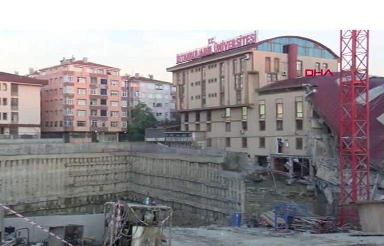 Küçükçekmecede Arel Üniversitesi binasının bir kısmı çöktü