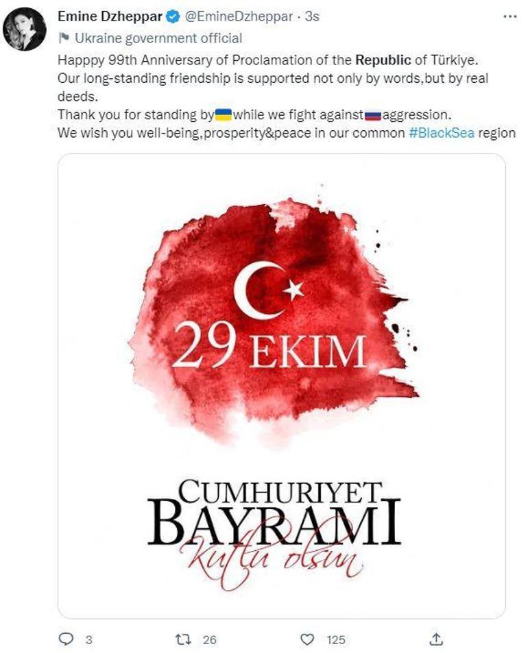 Dünyadan Türkiye’ye Cumhuriyet Bayramı kutlamaları