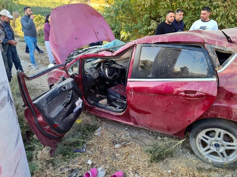 Otomobil, takla attı; sürücü anne ile ikiz kızları yaralı