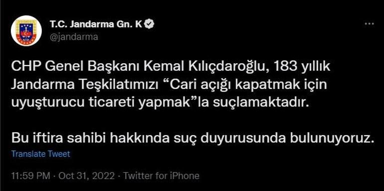 Jandarma ve EGMden, Kılıçdaroğlu hakkında suç duyurusu açıklaması