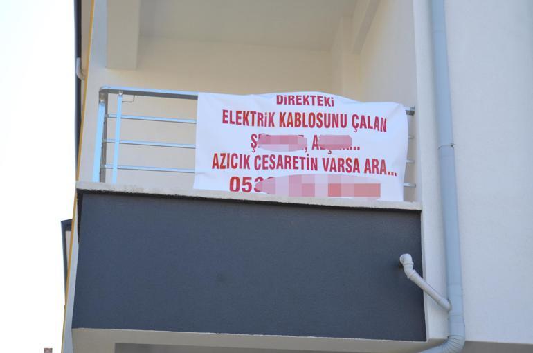 Elektrik kablosu çalan hırsıza pankartlı çağrı: Cesaretin varsa ara