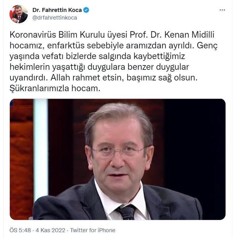 Koronavirüs Bilim Kurulu üyesi Midilli, hayatını kaybetti
