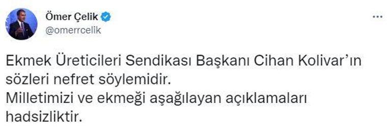 AK Partili Çelik: Ekmek Üreticileri Sendikası Başkanının sözleri, nefret söylemidir