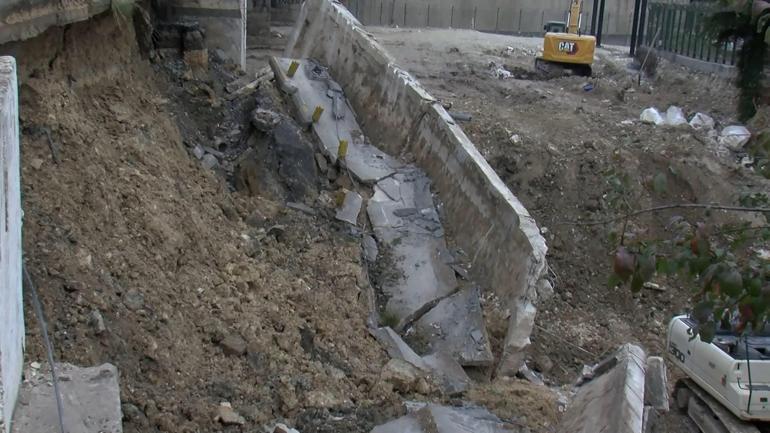 Bakırköyde inşaat alanında istinat duvarı çöktü