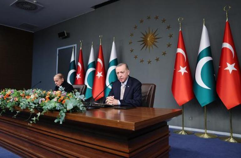 Cumhurbaşkanı Erdoğan Pakistan Başbakanı Şahbaz Şerif ile ortak basın açıklaması yaptı