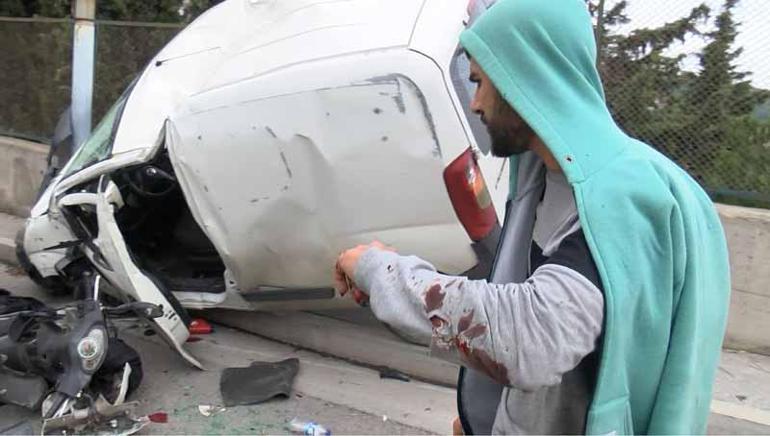 Maltepede takla atan aracın altında kalmaktan son anda kurtuldu