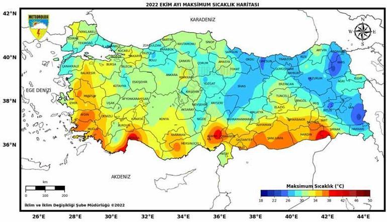 Ekimde, Antalyada 41,2 derece ile sıcaklık rekoru