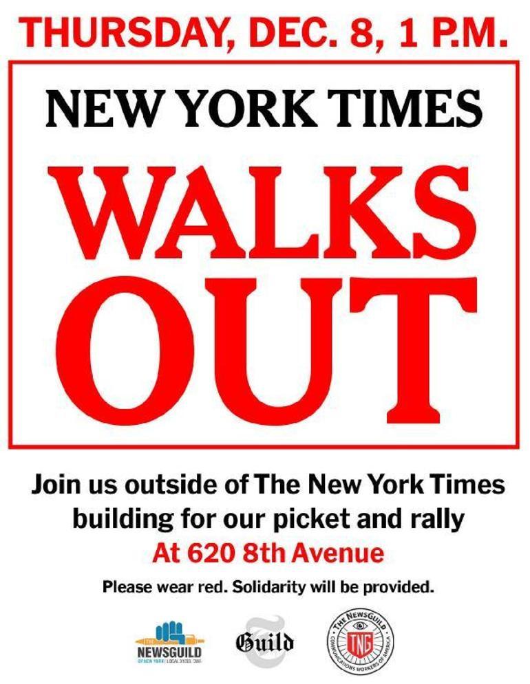 New York Times’ın medya mensupları 24 saatlik greve gidiyor