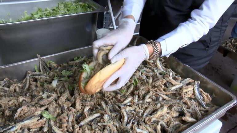 Bayrampaşadaki balık festivalinde 3 ton hamsi dağıtıldı